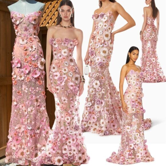 Bronx and Banco Dresses & Skirts - 🆕 BRONX & BANCO 🧿 NWOT Jasmine Floral-Appliqued Gown, Pastel Pink Sz S US 4